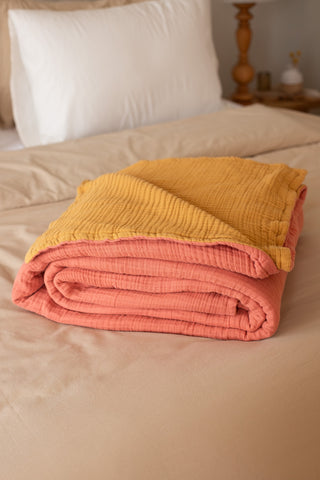 Double Sided Colorful Muslin 8 Layer Soft Cotton Bedspread