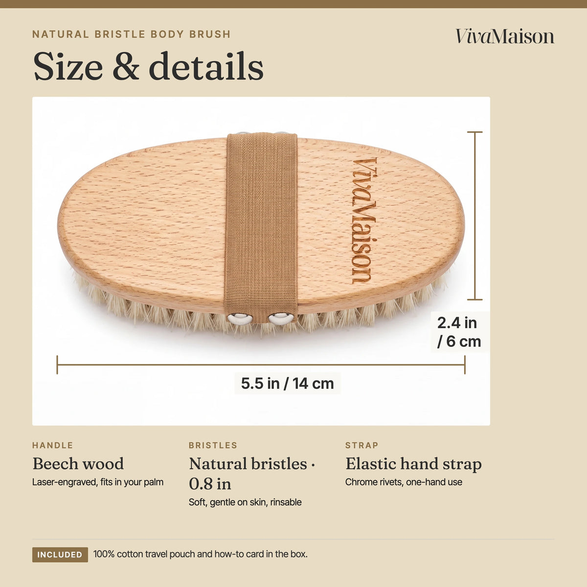 Natural bristle, beech wood.