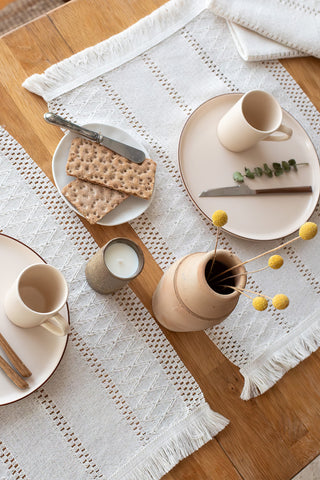 Natural Cotton Knitted Patterned Tassel Placemat
