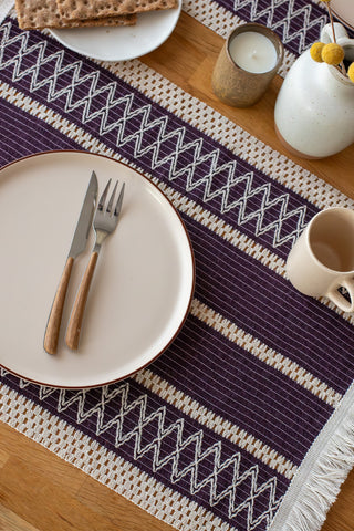 Natural Cotton Knitted Patterned Tassel Placemat