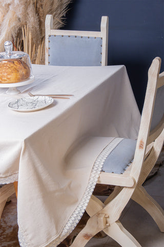 Raw Linen Lace Plain Tablecloth