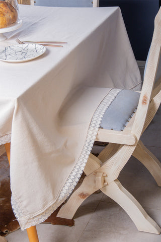 Raw Linen Lace Plain Tablecloth