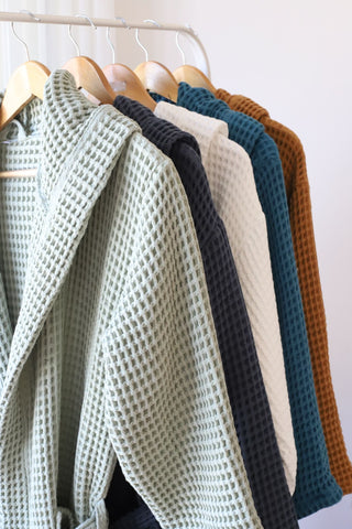 Waffle Weave Natural Cotton Soft Bathrobe