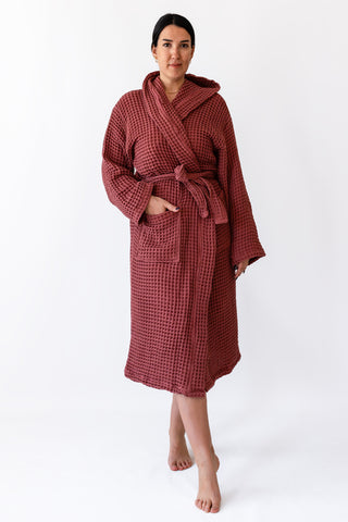 Waffle Weave Natural Cotton Soft Bathrobe