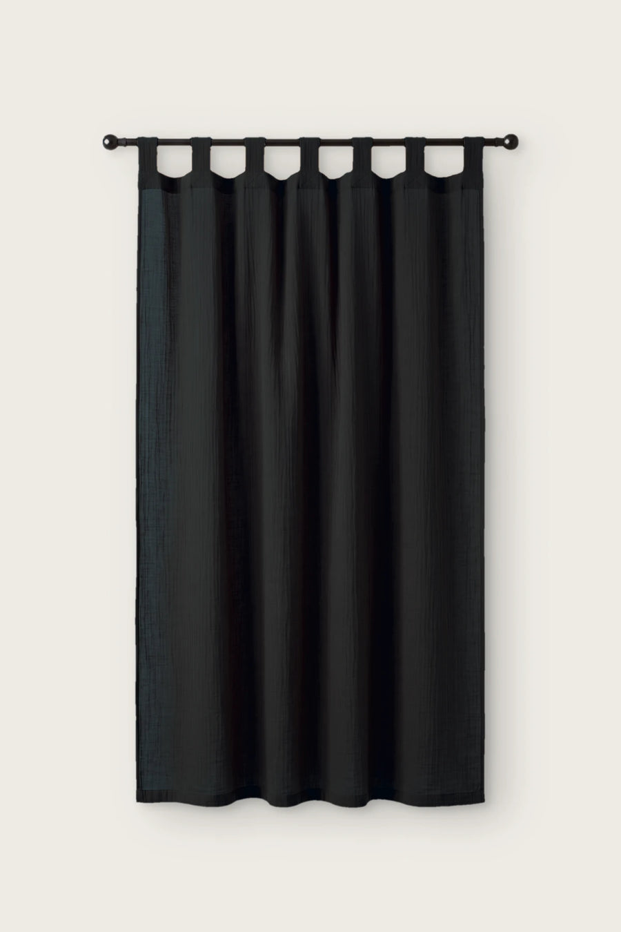 Handwoven 2-Layer Muslin Cotton Curtain Panel - OEKO-TEX - Black
