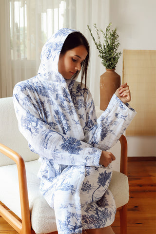 2 Layer Patterned Muslin Natural Cotton Bathrobe