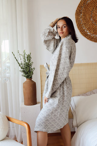 3 Layer Muslin Cotton Patterned Bathrobe