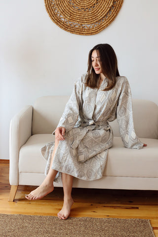 3 Layer Muslin Cotton Patterned Bathrobe