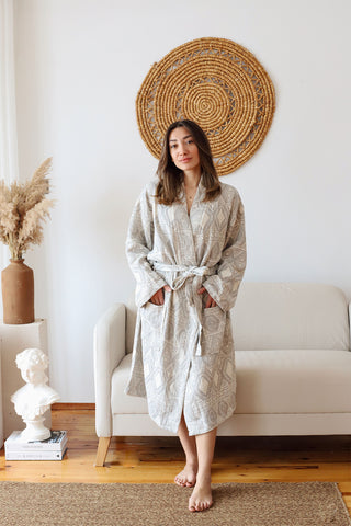 3 Layer Muslin Cotton Patterned Bathrobe