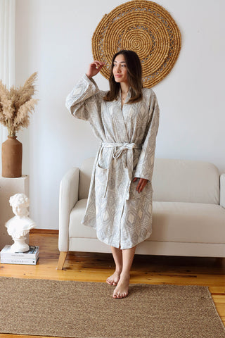 3 Layer Muslin Cotton Patterned Bathrobe