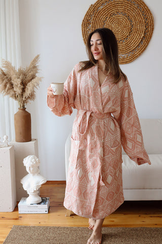 3 Layer Muslin Cotton Patterned Bathrobe