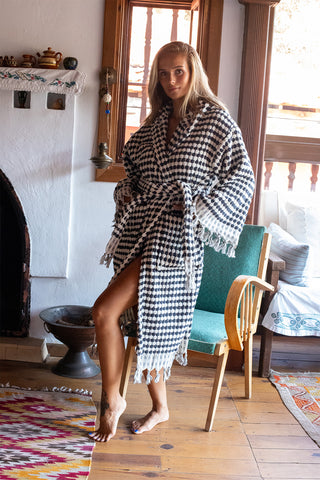 Chickpea Patterned Natural Cotton Bathrobe