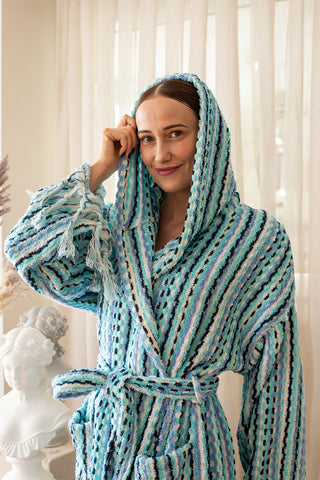 Chickpea Patterned Natural Cotton Bathrobe