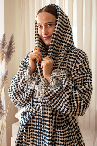 Chickpea Patterned Natural Cotton Bathrobe