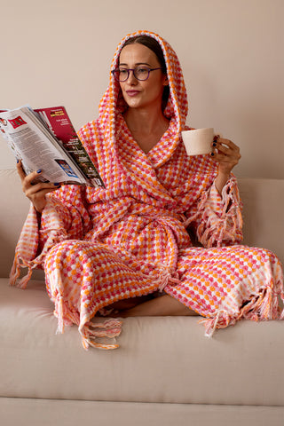 Chickpea Patterned Natural Cotton Bathrobe