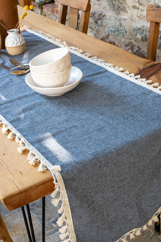 Cotton Colorful Decorative Tassel Table Runner