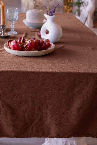 Cotton Linen Blend Solid Color Tablecloth