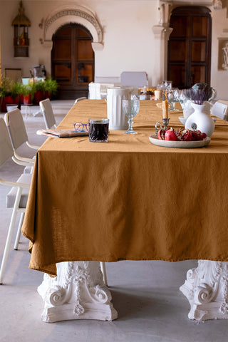 Cotton Linen Blend Solid Color Tablecloth