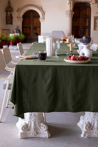 Cotton Linen Blend Solid Color Tablecloth