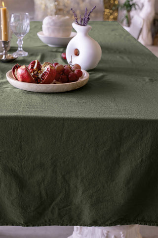 Cotton Linen Blend Solid Color Tablecloth