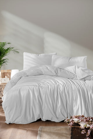 Handwoven stonewashed cotton linen duvet cover in Natural - Vivamaison Denizli OEKO-TEX certified