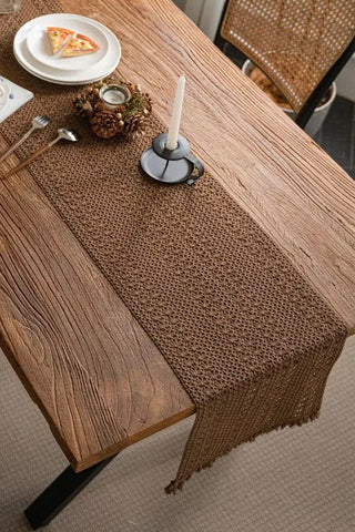 Cotton Woven Colorful Patterned Tassel Table Runner