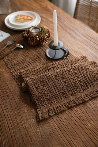 Cotton Woven Colorful Patterned Tassel Table Runner