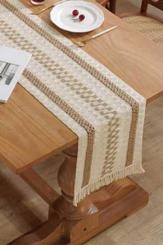 Cotton Woven Colorful Patterned Tassel Table Runner