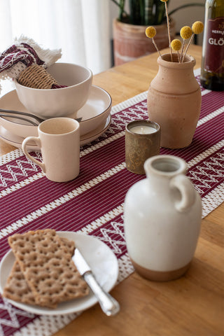 Cotton Woven Colorful Patterned Tassel Table Runner