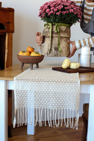 Cotton Woven Colorful Patterned Tassel Table Runner