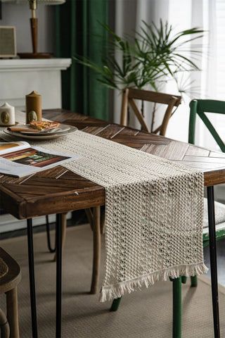 Cotton Woven Colorful Patterned Tassel Table Runner