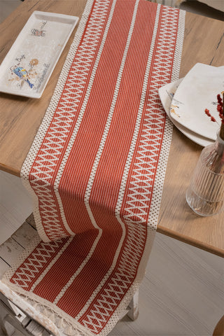 Cotton Woven Colorful Patterned Tassel Table Runner