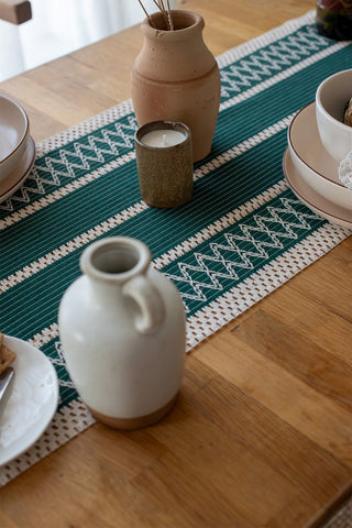 Cotton Woven Colorful Patterned Tassel Table Runner