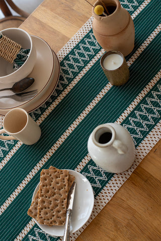 Cotton Woven Colorful Patterned Tassel Table Runner