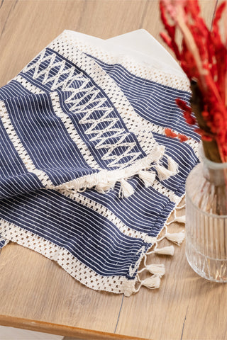 Cotton Woven Colorful Patterned Tassel Table Runner