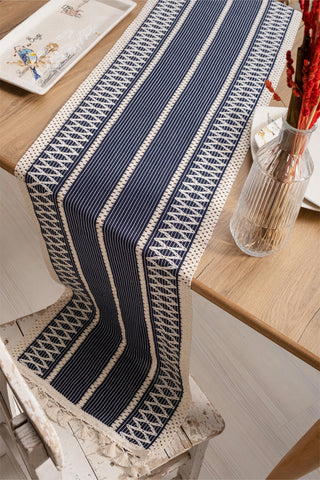 Cotton Woven Colorful Patterned Tassel Table Runner