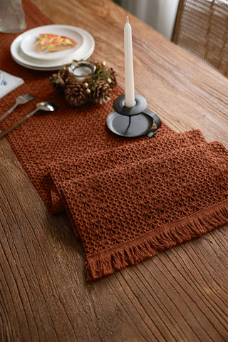 Cotton Woven Colorful Patterned Tassel Table Runner