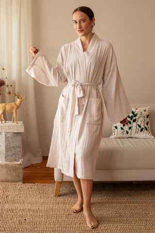 Double Layer Muslin Natural Cotton Soft Bathrobe