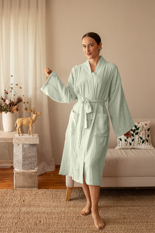 Double Layer Muslin Natural Cotton Soft Bathrobe