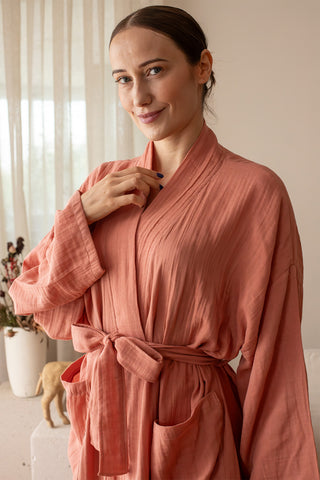 Double Layer Muslin Natural Cotton Soft Bathrobe