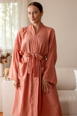 Double Layer Muslin Natural Cotton Soft Bathrobe