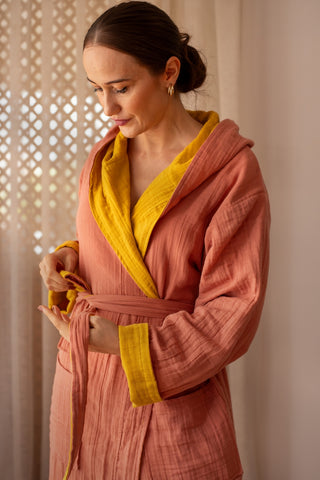 Double Sided Colored Muslin Natural Cotton Bathrobe