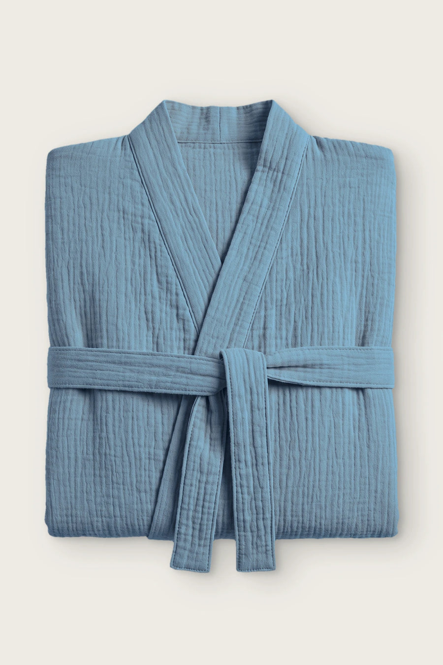 Handwoven 2-Layer Muslin Turkish Cotton Bathrobe - OEKO-TEX - Indigo Blue