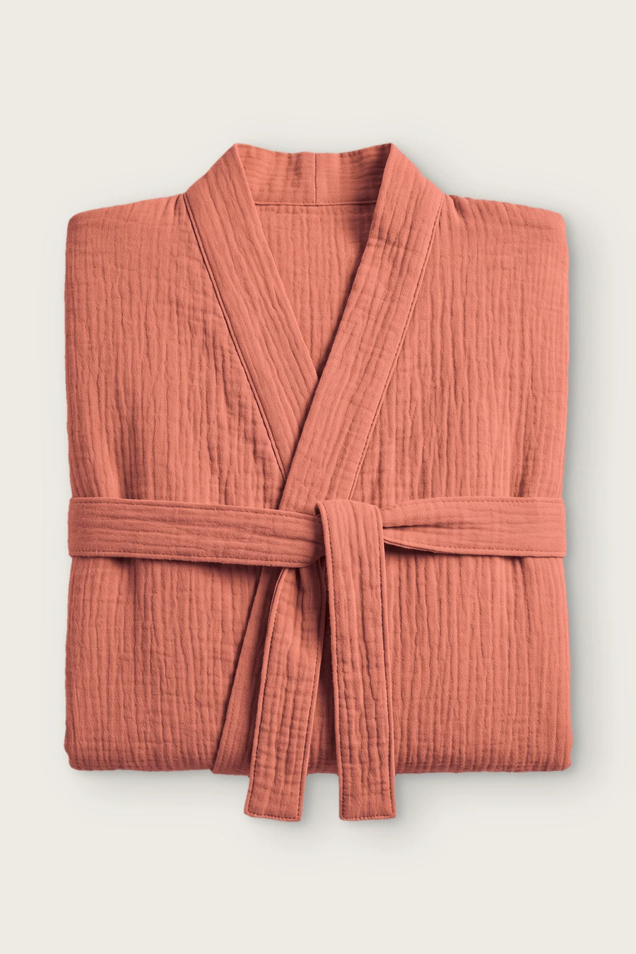 Handwoven 2-Layer Muslin Turkish Cotton Bathrobe - OEKO-TEX - Terracotta