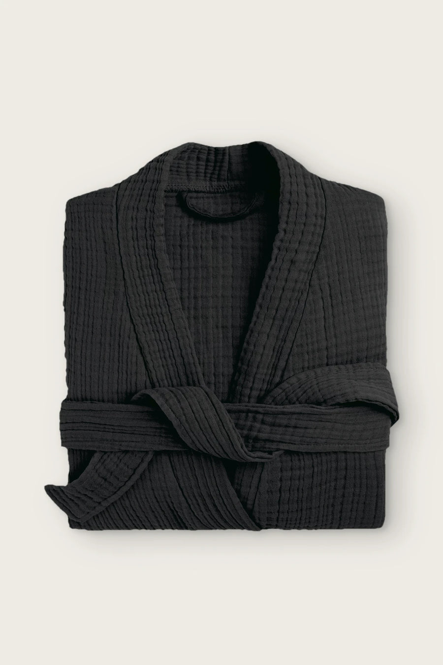 Handwoven 4-Layer Muslin Turkish Cotton Bathrobe - OEKO-TEX - Black