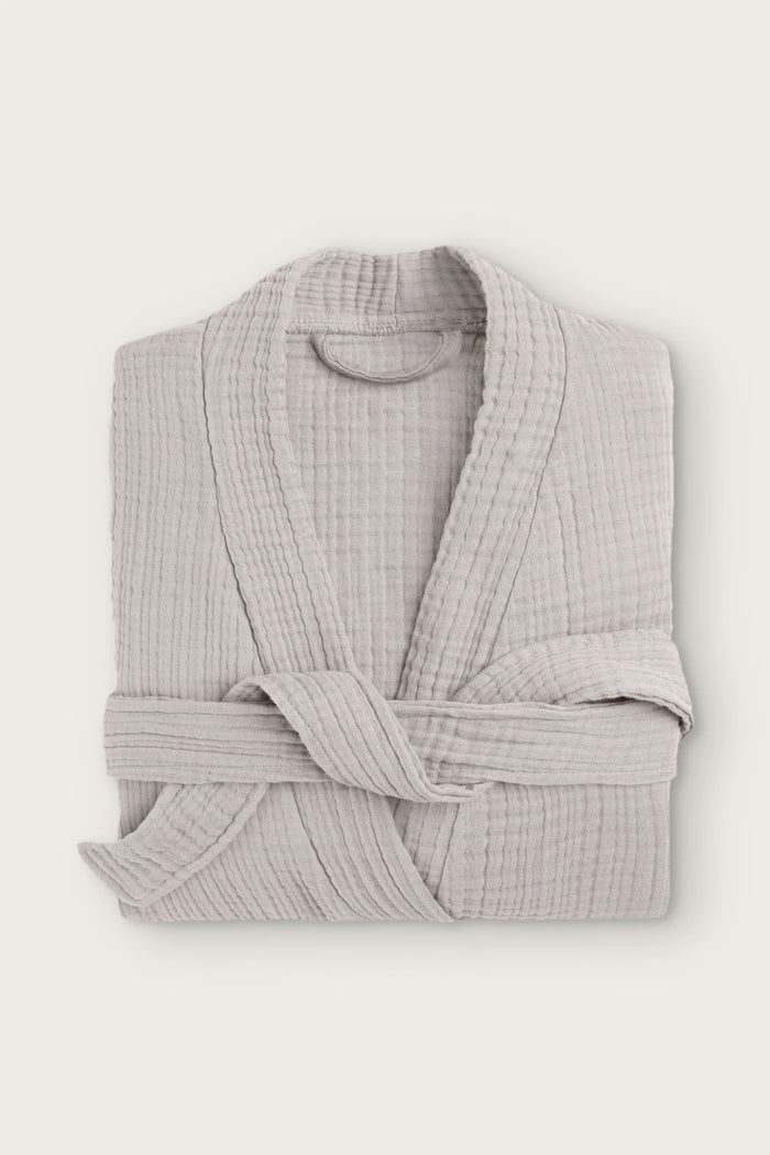 4-lagiger Musselin Natur-Baumwolle Weicher Bademantel Kimono