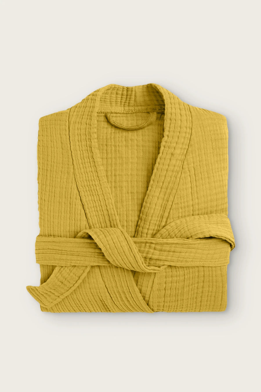 Handwoven 4-Layer Muslin Turkish Cotton Bathrobe - OEKO-TEX - Mustard