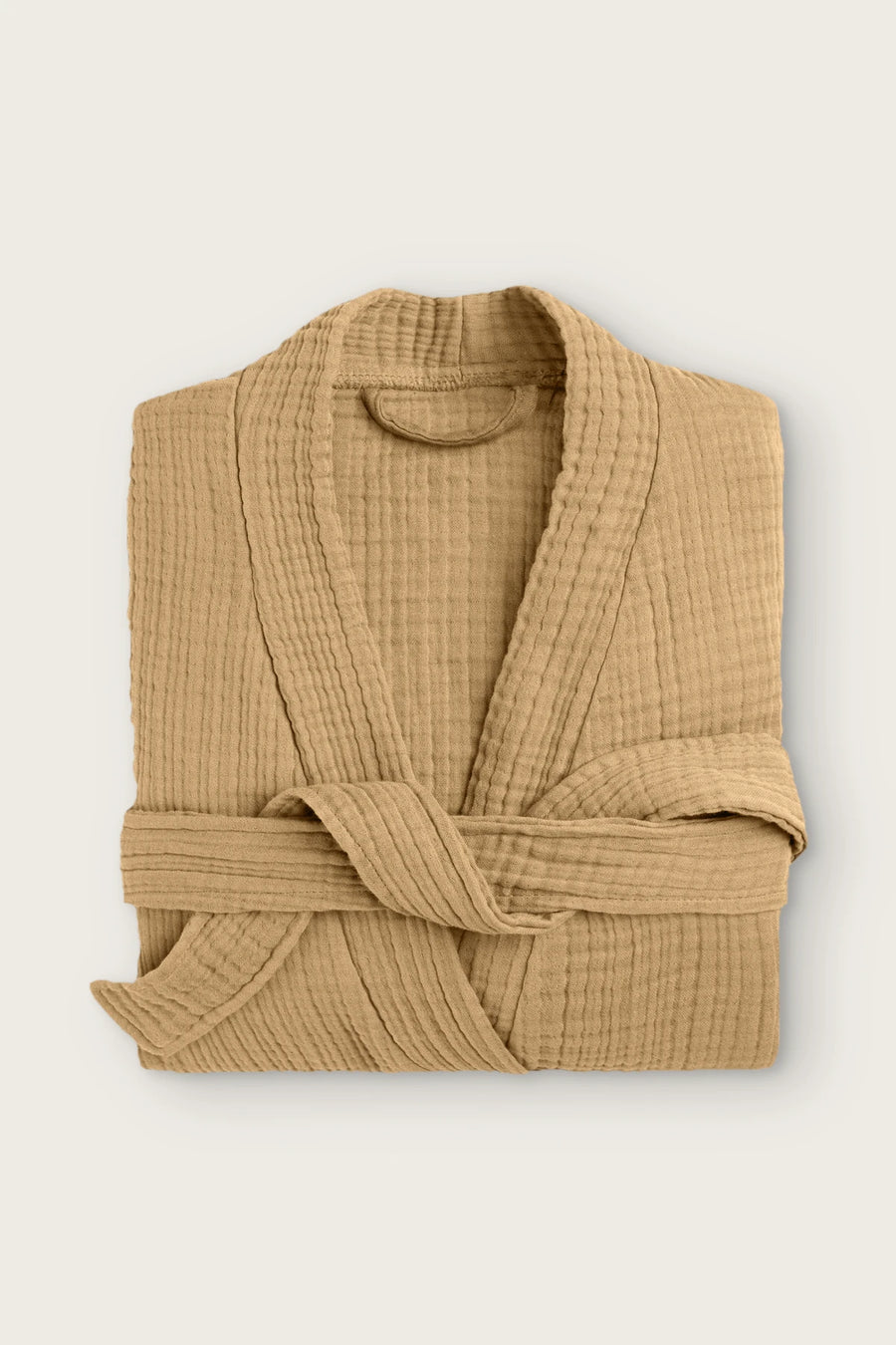 Handwoven 4-Layer Muslin Turkish Cotton Bathrobe - OEKO-TEX - Tan