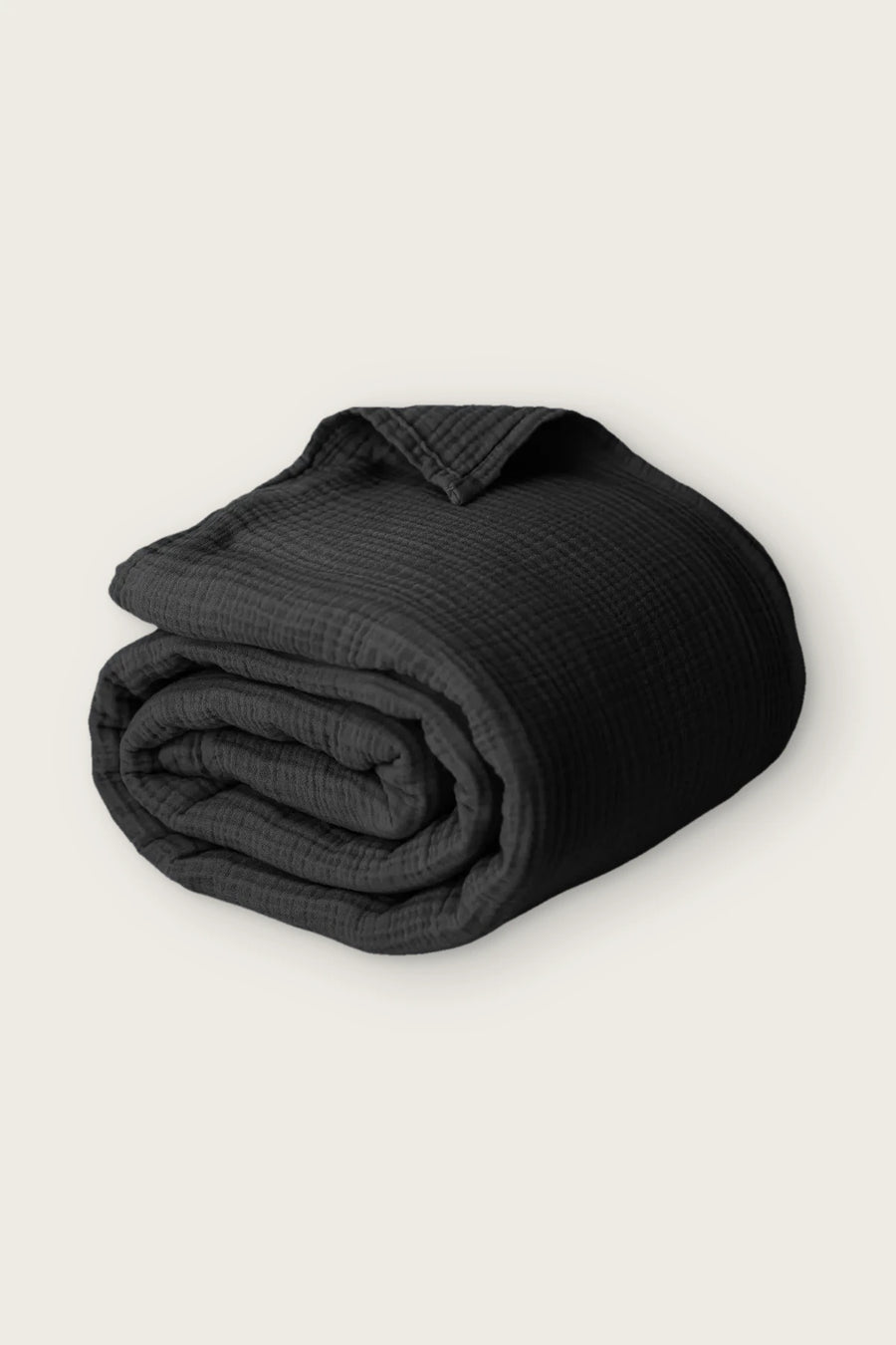 Lightweight 4-Layer Muslin Cotton Coverlet - OEKO-TEX - Black