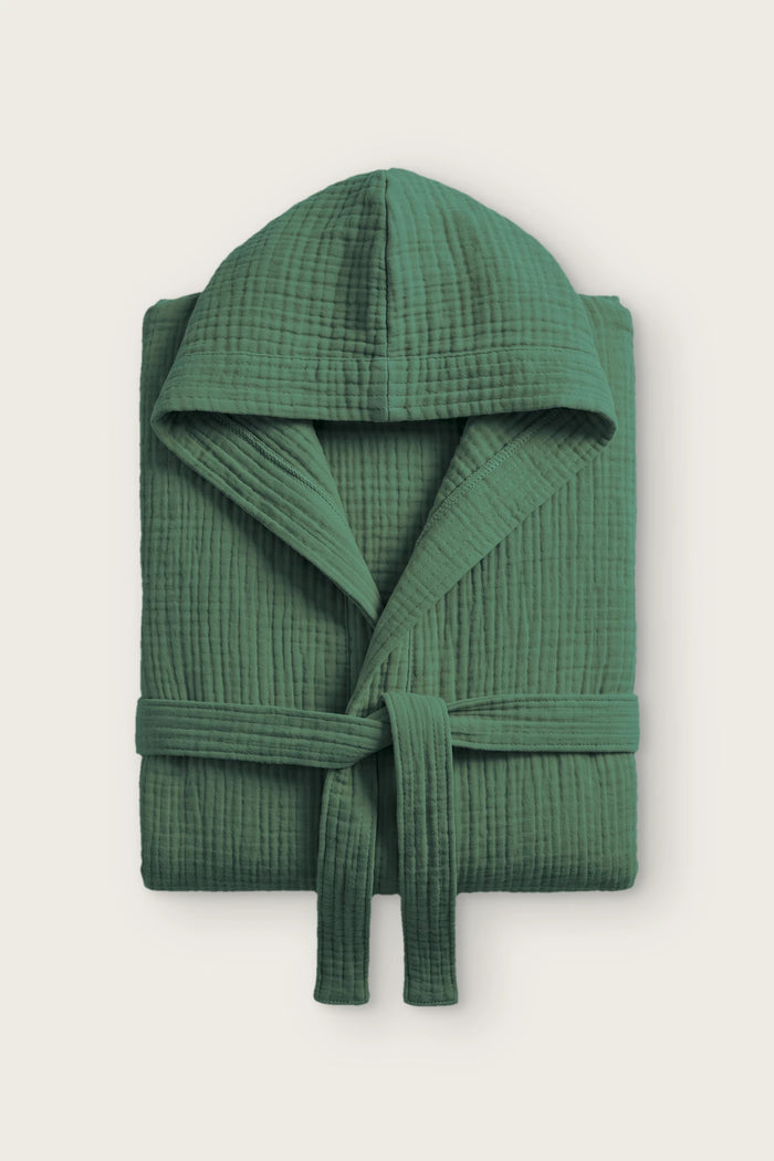 Handwoven 4-Layer Muslin Hooded Turkish Robe - OEKO-TEX